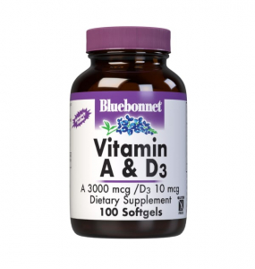 Bluebonnet Nutrition Vitamin A & D3 3000 mcg/10 mcg