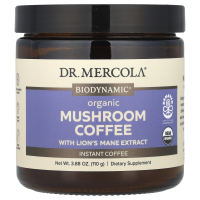 Dr. Mercola Mushroom Coffee with Lion's Mane Extract (110 гр) - Органический кофе с грибами и экстрактом гривы, растворимый