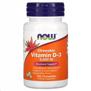 NOW Chewable Vitamin D-3 5,000 IU натуральный мятный вкус