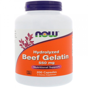 NOW Hydrolyzed Beef Gelatin 550 mg - Говяжий желатин
