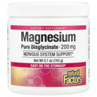 Natural Factors Magnesium Bisglycinate 200 mg Pure Powder - Бисглицинат магния в порошке