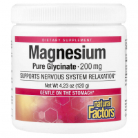 Natural Factors Magnesium Bisglycinate 200 mg Pure Powder - Бисглицинат магния в порошке