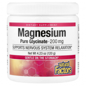 Natural Factors Magnesium Bisglycinate 200 mg Pure Powder - Бисглицинат магния в порошке