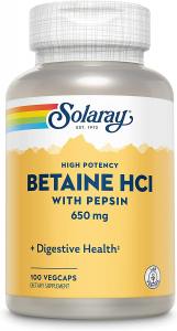 Solaray Betaine HCL with Pepsin 650 mg